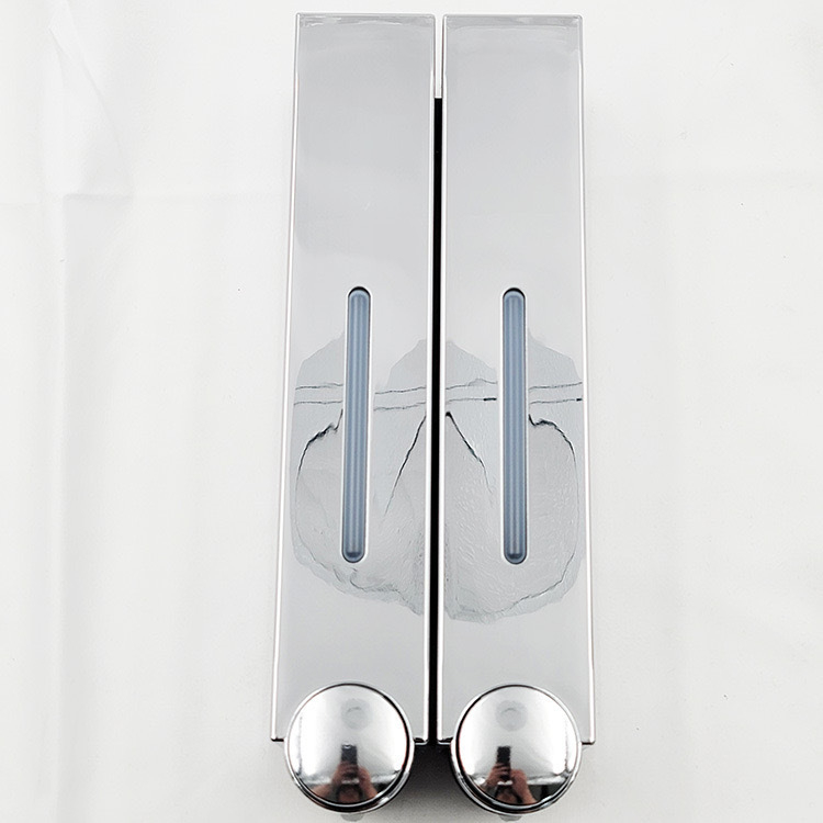 Стенно монтиран дозатор за сапун за хотелска баня - без пробиване, за шампоан и душ гел, ABS материал, инжекционно формован, ръчно натискане, стил модерен минимализъм