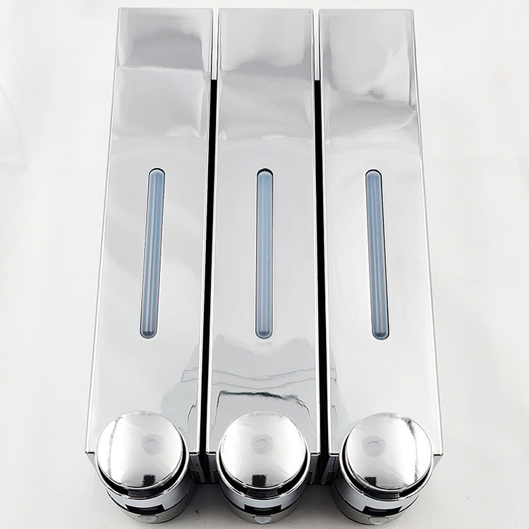 Стенно монтиран дозатор за сапун за хотелска баня - без пробиване, за шампоан и душ гел, ABS материал, инжекционно формован, ръчно натискане, стил модерен минимализъм