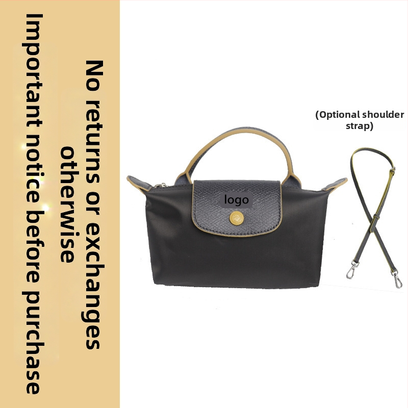 Μίνι τσάντα με φόρμα dumpling, καμβάς, αστικός απλός στυλ, φερμουάρ, επένδυση Oxford