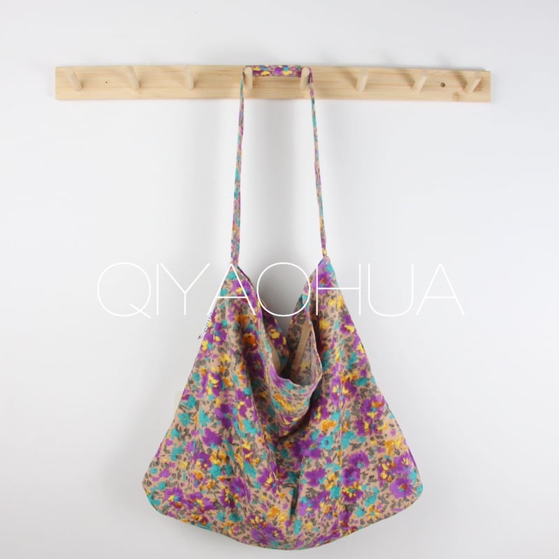 Corduroy Tote Bag με ανοιχτή τσέπη, Unisex στυλ, Οριζόντιο τετράγωνο σχήμα