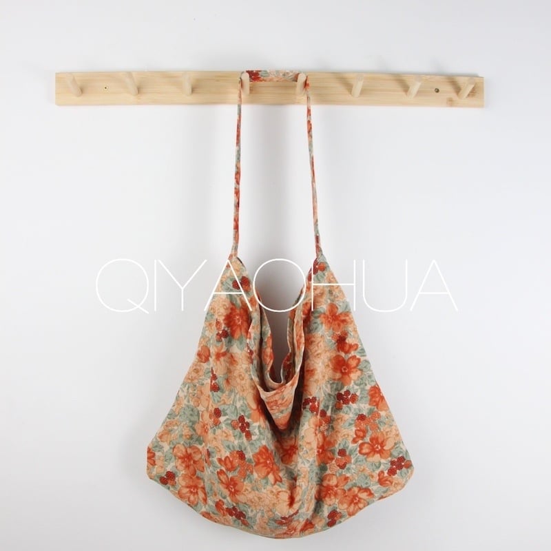 Corduroy Tote Bag με ανοιχτή τσέπη, Unisex στυλ, Οριζόντιο τετράγωνο σχήμα