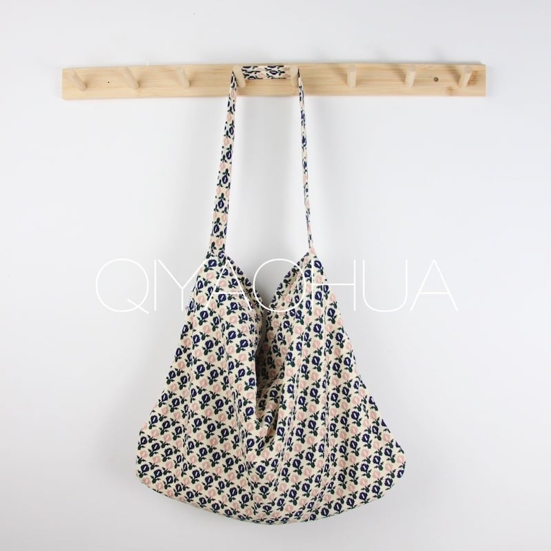 Corduroy Tote Bag με ανοιχτή τσέπη, Unisex στυλ, Οριζόντιο τετράγωνο σχήμα