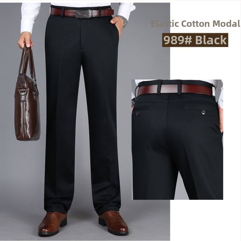 Ανδρικά casual παντελόνια με ψηλόμεση γραμμή και ίσια εφαρμογή, ελαστικό ύφασμα Modal (υψηλή ελαστικότητα; ύφασμα Modal; άνοιξη)