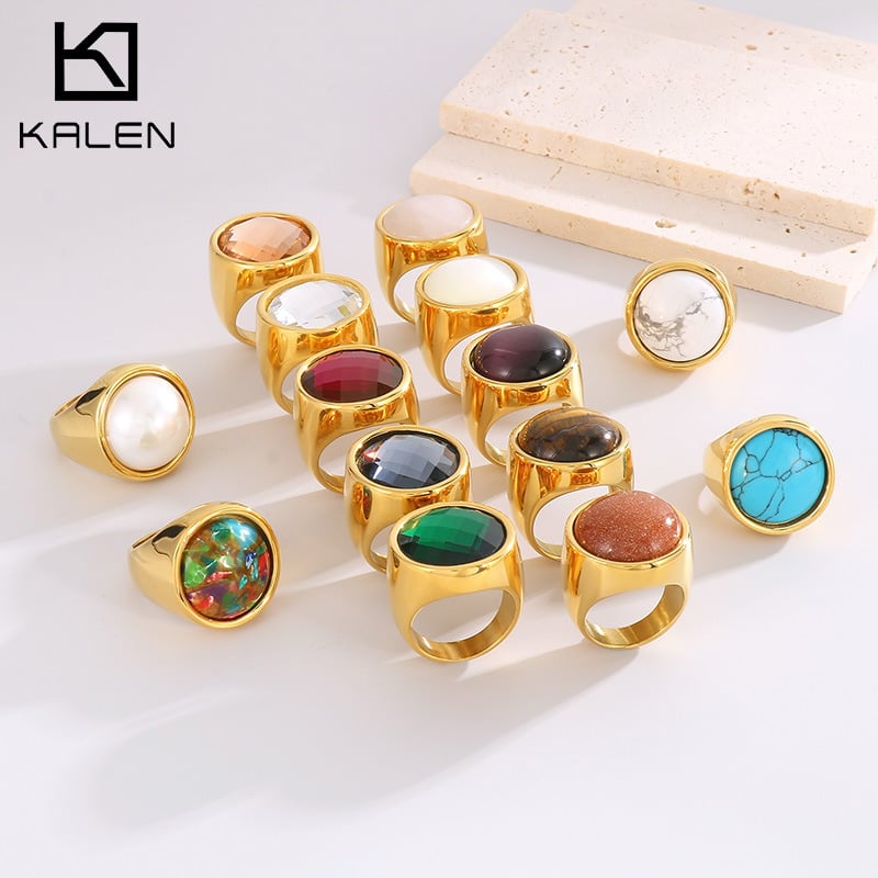 Geometriai stílusú gyűrű titánacélból, elektroplating bevonattal