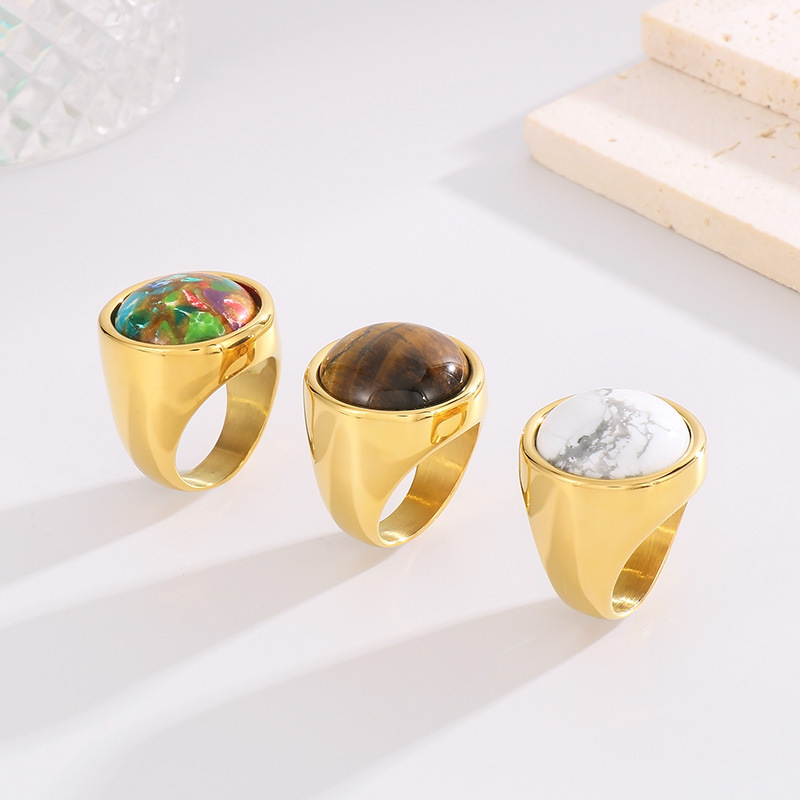 Geometriai stílusú gyűrű titánacélból, elektroplating bevonattal