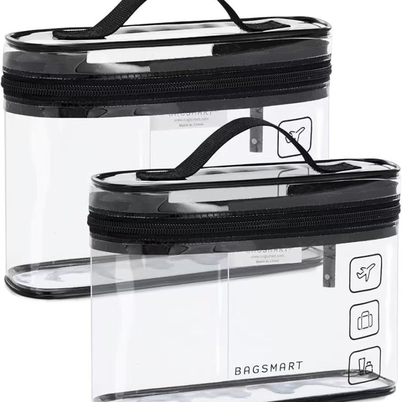 PVC torbica za kozmetiku i putovanja, prugasti uzorak, bez podstavke, prozračna, antibakterijska, unisex