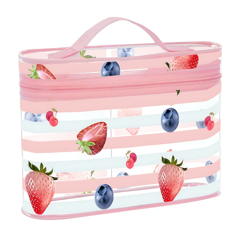 PVC torbica za kozmetiku i putovanja, prugasti uzorak, bez podstavke, prozračna, antibakterijska, unisex