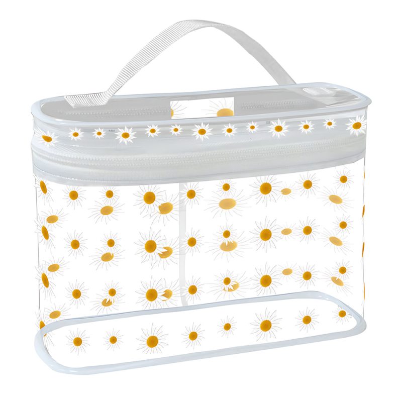 PVC torbica za kozmetiku i putovanja, prugasti uzorak, bez podstavke, prozračna, antibakterijska, unisex