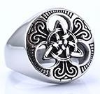 Rozsdamentes acél gyűrű levél alakú formával, köves díszítéssel, uniszex divat ékszer