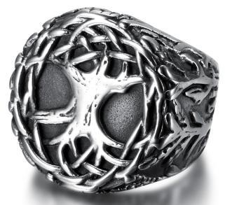 Rozsdamentes acél gyűrű levél alakú formával, köves díszítéssel, uniszex divat ékszer