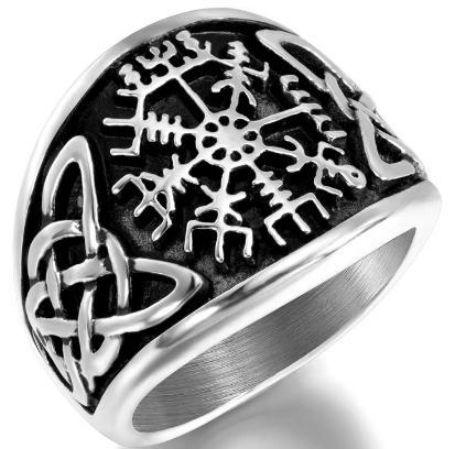 Rozsdamentes acél gyűrű levél alakú formával, köves díszítéssel, uniszex divat ékszer