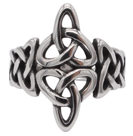 Rozsdamentes acél gyűrű levél alakú formával, köves díszítéssel, uniszex divat ékszer