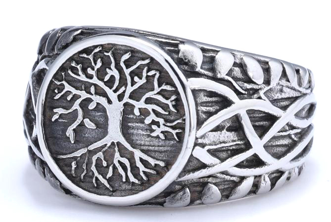 Rozsdamentes acél gyűrű levél alakú formával, köves díszítéssel, uniszex divat ékszer