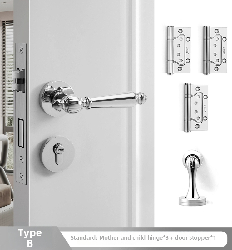 Sada kľučiek pre interiérové dvere, delený dizajn, zliatina zinku, model F15-B30, hrúbka dverí 35–50 mm, prispôsobenie