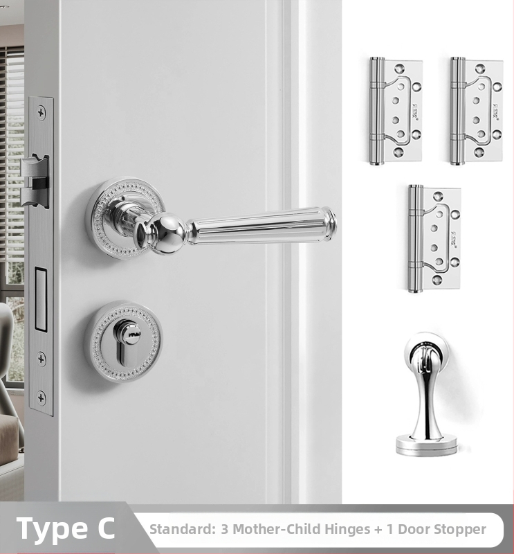 Sada kľučiek pre interiérové dvere, delený dizajn, zliatina zinku, model F15-B30, hrúbka dverí 35–50 mm, prispôsobenie