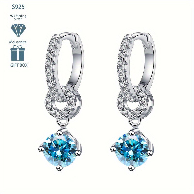 Moissanitne naušnice od srebra 925 s Pt950 premazom – ovalni geometrijski oblik, jednostavan ženski nakit