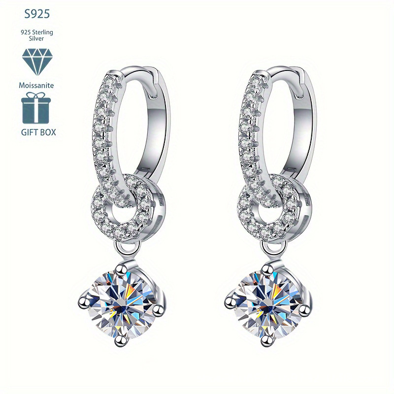 Moissanitne naušnice od srebra 925 s Pt950 premazom – ovalni geometrijski oblik, jednostavan ženski nakit