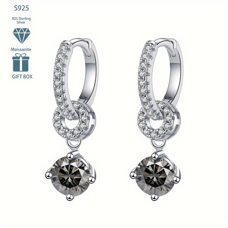 Moissanitne naušnice od srebra 925 s Pt950 premazom – ovalni geometrijski oblik, jednostavan ženski nakit