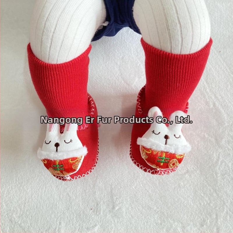 Χειμωνιάτικα παπούτσια μωρού με βελούδινο επάνω μέρος, επένδυση από τεχνητή γούνα, ραφή σόλας με το χέρι, σχέδιο καρτούν (Ηλικία 6–12 μηνών, αναπνεύσιμα, ζεστά)