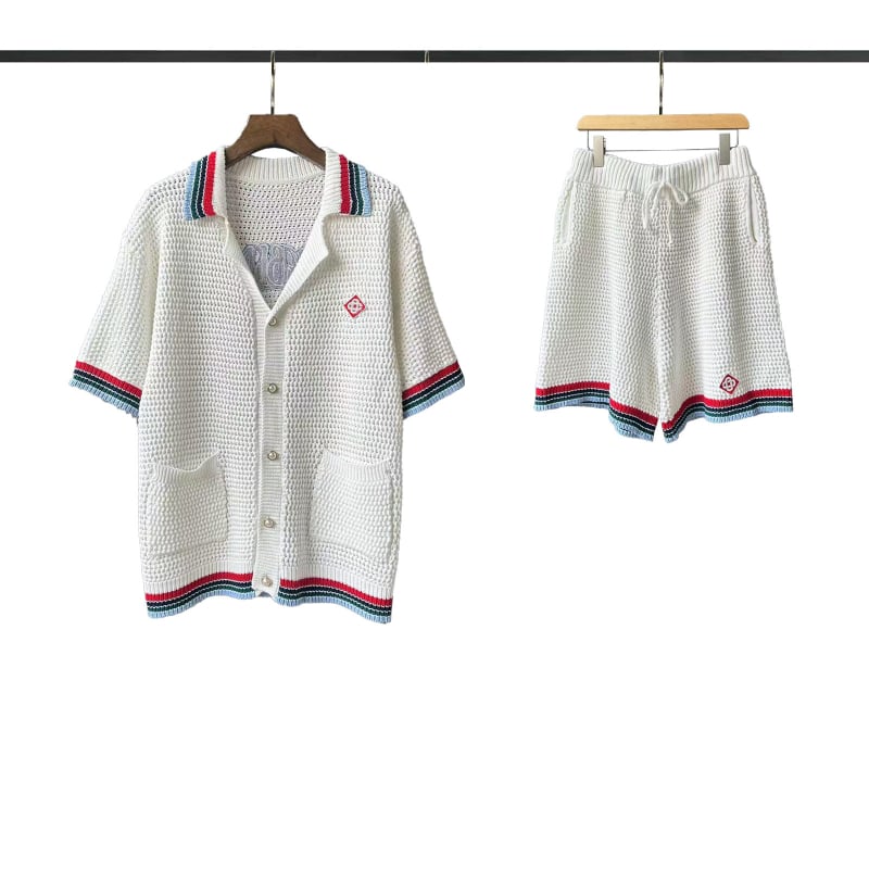 Pamut kötött kardigán galléros, laza szabás, rövid ujjú