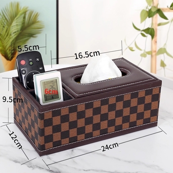 Кожена кутия за салфетки с дървесен модел - луксозна настолна мултифункционална кутия за съхранение, издърпващи се салфетки, печат на лого, водоустойчива
