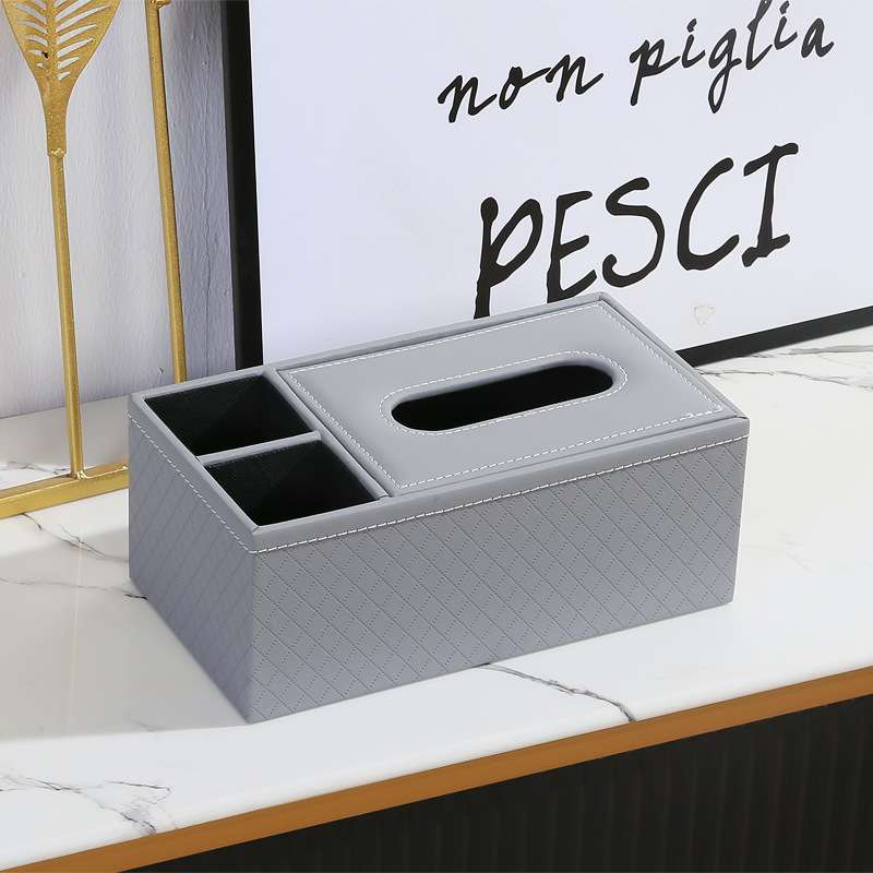 Кожена кутия за салфетки с дървесен модел - луксозна настолна мултифункционална кутия за съхранение, издърпващи се салфетки, печат на лого, водоустойчива