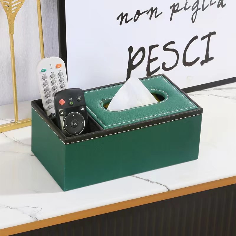 Кожена кутия за салфетки с дървесен модел - луксозна настолна мултифункционална кутия за съхранение, издърпващи се салфетки, печат на лого, водоустойчива