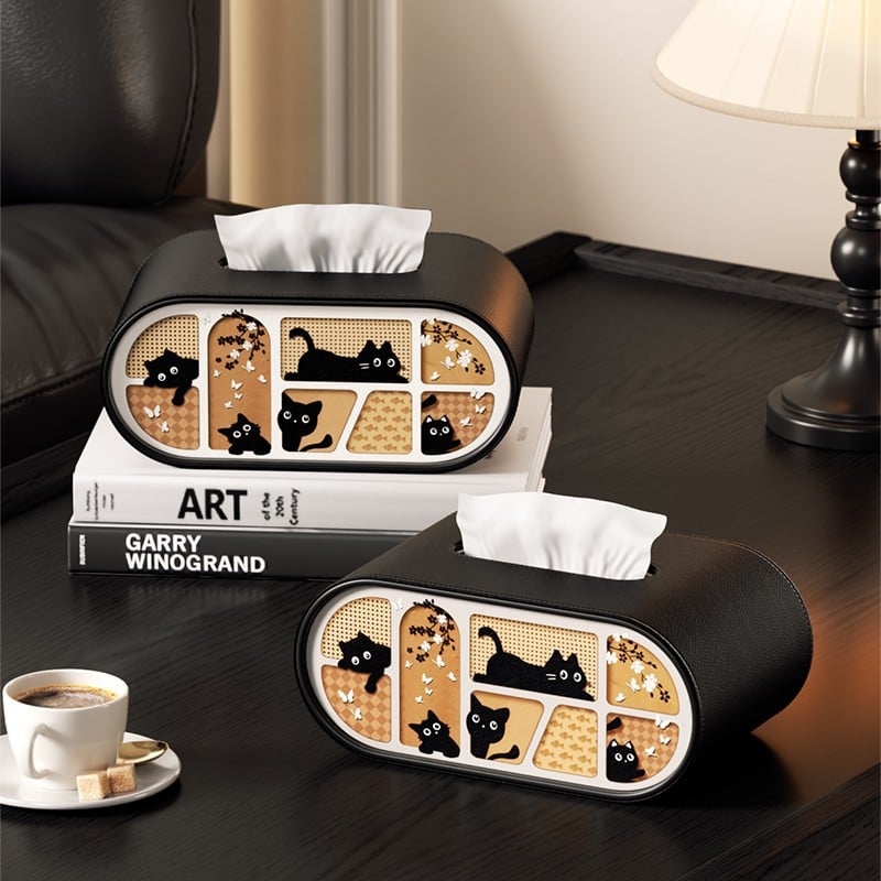 Кожена овална кутия за салфетки, модел Cxk-65, пакет от 6, многофункционална