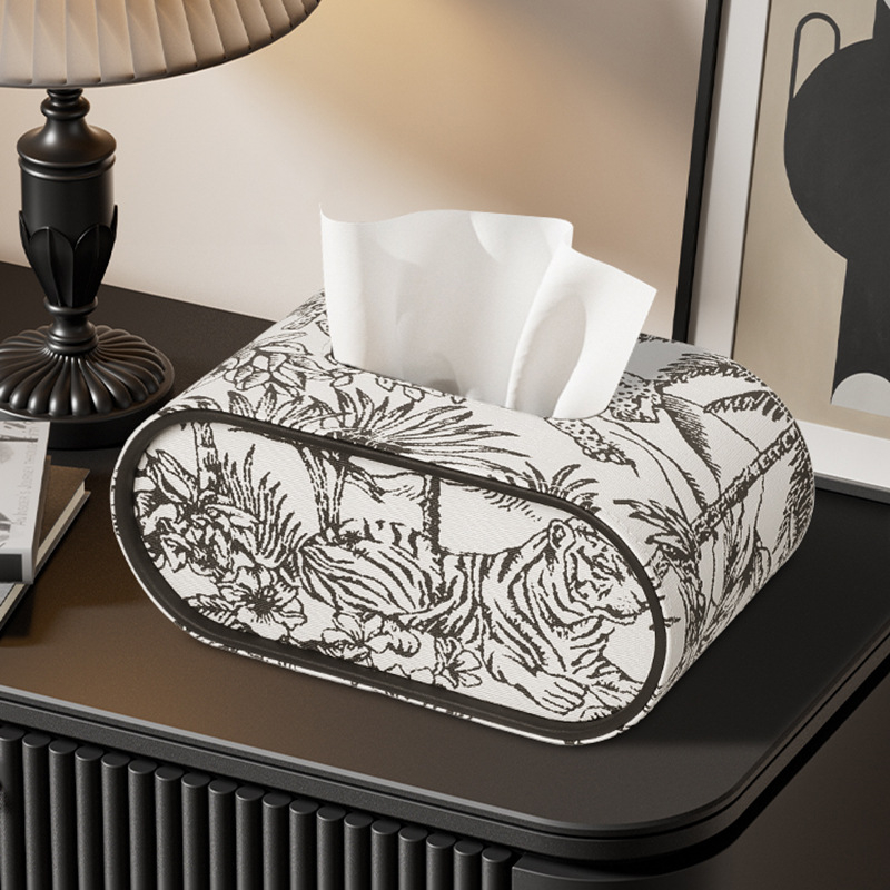 Кожена овална кутия за салфетки, модел Cxk-65, пакет от 6, многофункционална