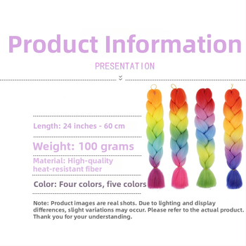 Perucă cu coadă și împletituri Jumbo - Caiya, fibre sintetice rezistente la temperatură înaltă, mecanism de împletire