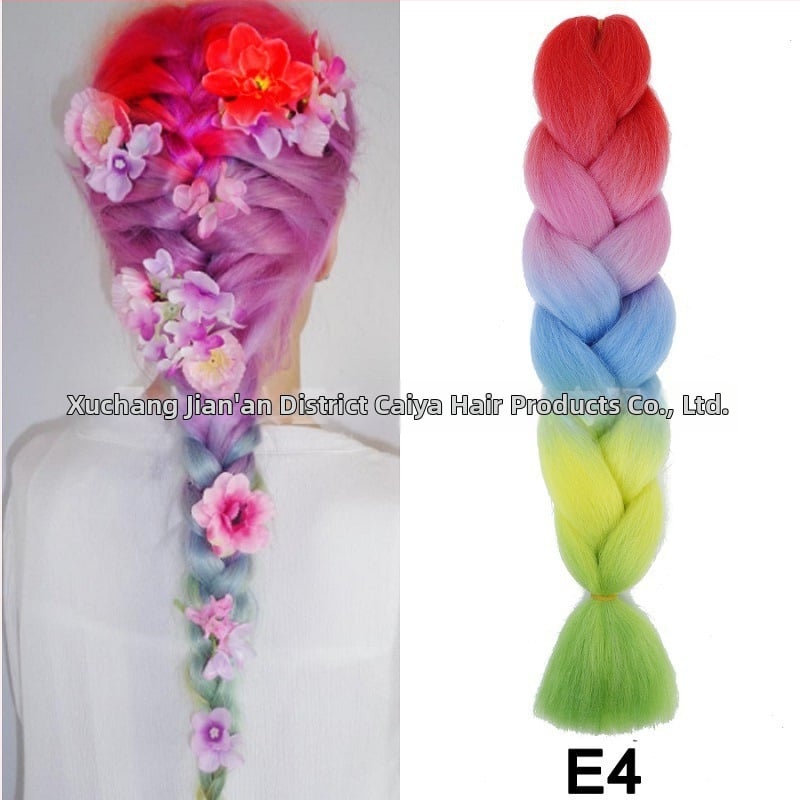 Perucă cu coadă și împletituri Jumbo - Caiya, fibre sintetice rezistente la temperatură înaltă, mecanism de împletire