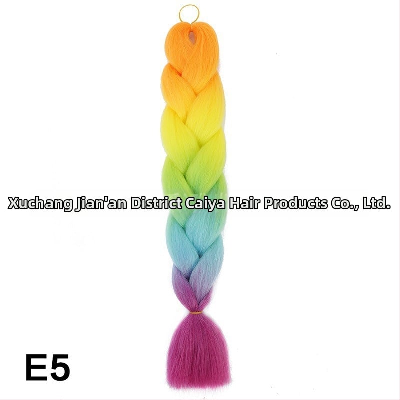 Perucă cu coadă și împletituri Jumbo - Caiya, fibre sintetice rezistente la temperatură înaltă, mecanism de împletire