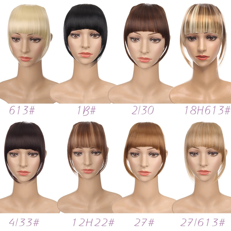 Perucă cu breton qi și linie laterală, păr din fibre rezistente la temperaturi înalte, crește volumul părului, nu se recomandă vopsirea