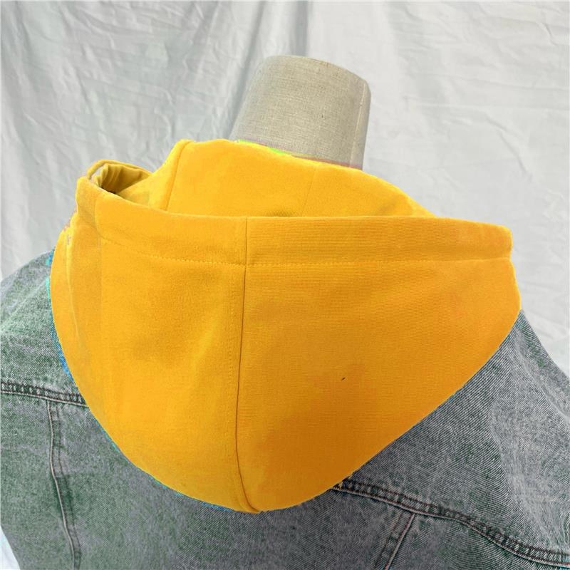 Levehető kapucnis pulóver hamis gallérral — pamut, kevert bélés, kültéri stílus, tavasz 2025, raktáron