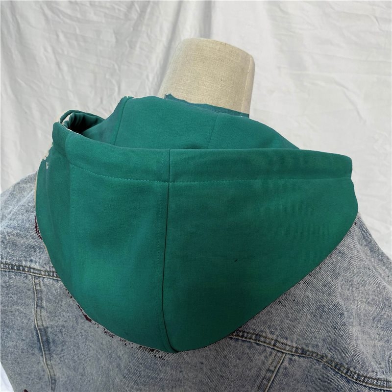 Levehető kapucnis pulóver hamis gallérral — pamut, kevert bélés, kültéri stílus, tavasz 2025, raktáron