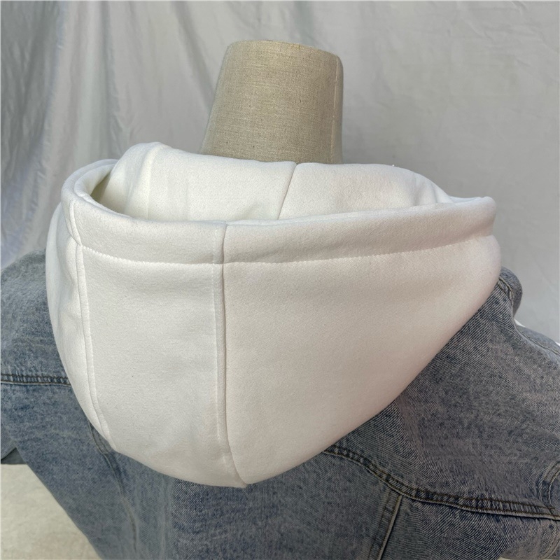 Levehető kapucnis pulóver hamis gallérral — pamut, kevert bélés, kültéri stílus, tavasz 2025, raktáron