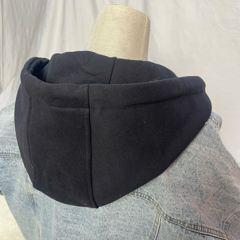 Levehető kapucnis pulóver hamis gallérral — pamut, kevert bélés, kültéri stílus, tavasz 2025, raktáron