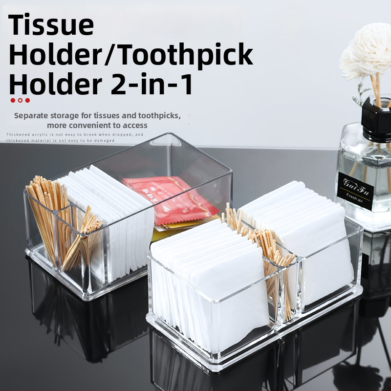 Акрилен настолен държач за салфетки – модерен минималистичен квадратен дизайн за плоски хартиени салфетки, многофункционален, персонализируем с печатано лого