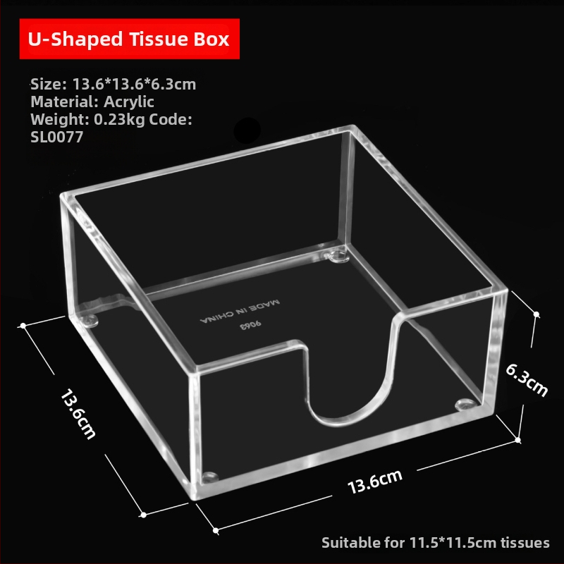 Акрилен настолен държач за салфетки – модерен минималистичен квадратен дизайн за плоски хартиени салфетки, многофункционален, персонализируем с печатано лого