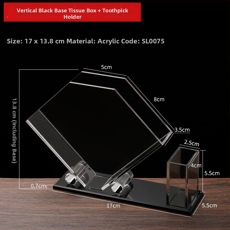 Акрилен настолен държач за салфетки – модерен минималистичен квадратен дизайн за плоски хартиени салфетки, многофункционален, персонализируем с печатано лого