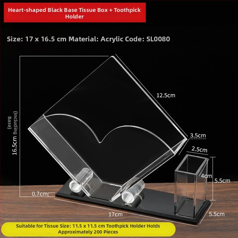 Акрилен настолен държач за салфетки – модерен минималистичен квадратен дизайн за плоски хартиени салфетки, многофункционален, персонализируем с печатано лого