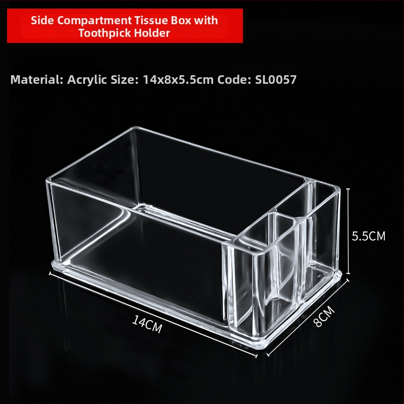 Акрилен настолен държач за салфетки – модерен минималистичен квадратен дизайн за плоски хартиени салфетки, многофункционален, персонализируем с печатано лого