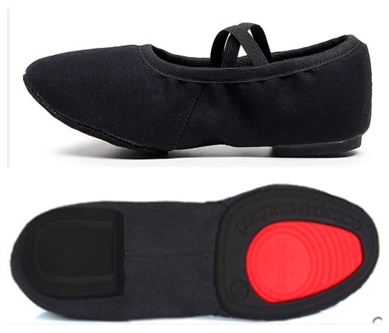 Pantofi de balet pentru femei, din pânză, talpă din velur