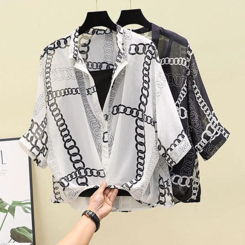 Γυναικείο σετ δύο μπλουζών: πολυεστέρας-ελαστάν, V-λαιμός, πτώση ώμων, 3D κέντημα