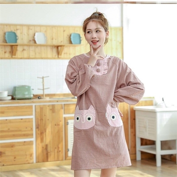 Ποδιά με μακριά μανίκια για οικιακή κουζίνα — αδιάβροχη, αντοχή στο λάδι, αναπνέουσα, λεπτή