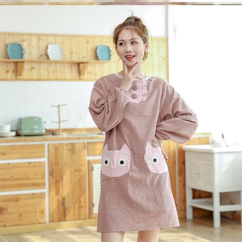 Ποδιά με μακριά μανίκια για οικιακή κουζίνα — αδιάβροχη, αντοχή στο λάδι, αναπνέουσα, λεπτή