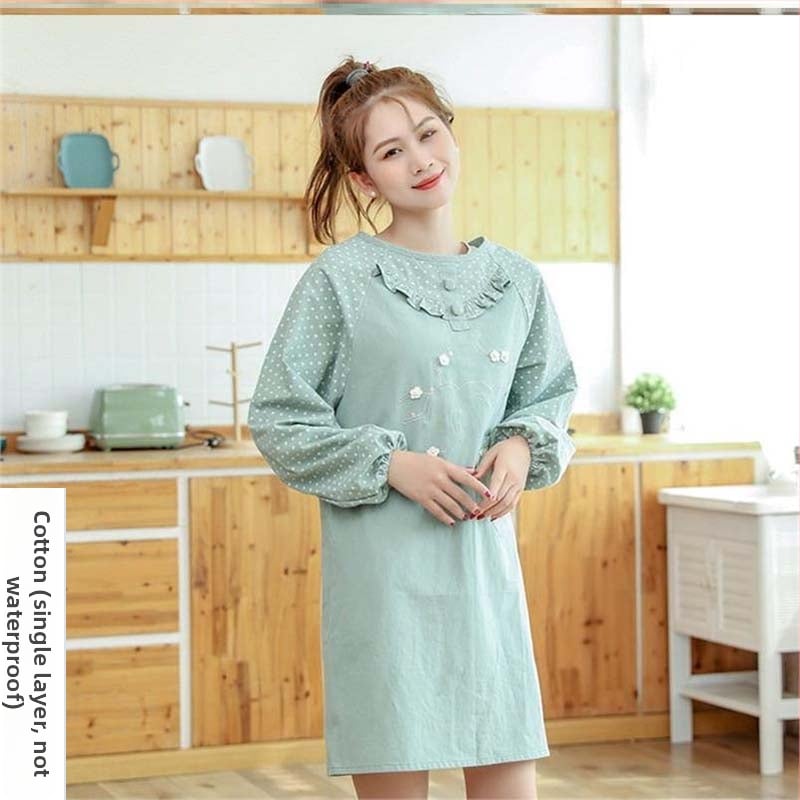 Ποδιά με μακριά μανίκια για οικιακή κουζίνα — αδιάβροχη, αντοχή στο λάδι, αναπνέουσα, λεπτή