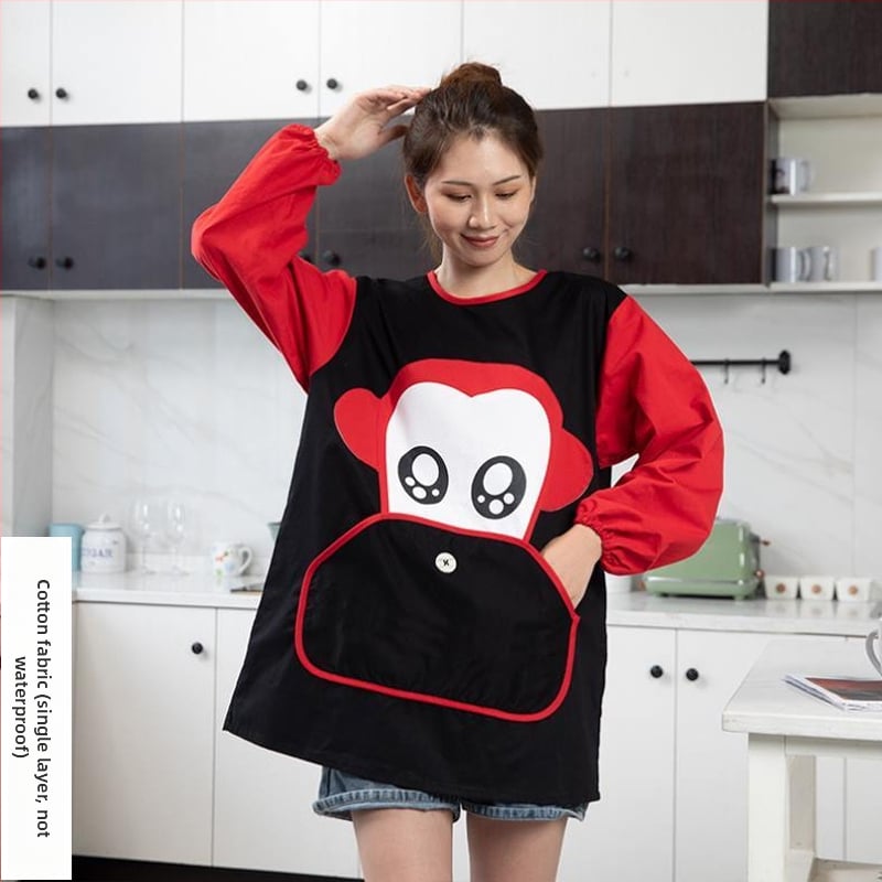 Ποδιά με μακριά μανίκια για οικιακή κουζίνα — αδιάβροχη, αντοχή στο λάδι, αναπνέουσα, λεπτή