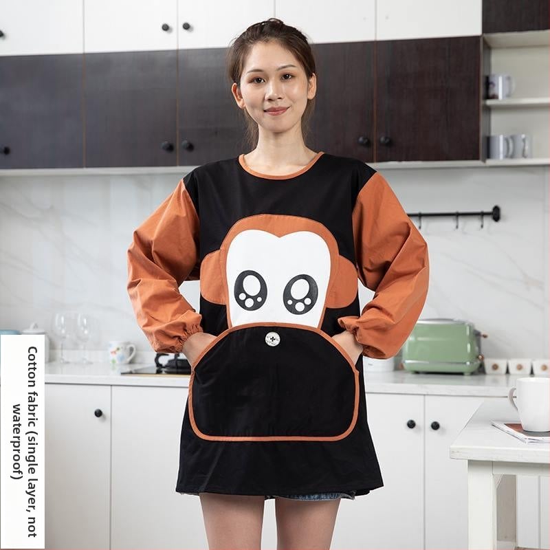 Ποδιά με μακριά μανίκια για οικιακή κουζίνα — αδιάβροχη, αντοχή στο λάδι, αναπνέουσα, λεπτή