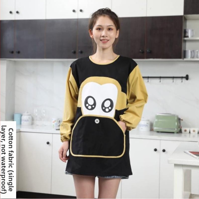 Ποδιά με μακριά μανίκια για οικιακή κουζίνα — αδιάβροχη, αντοχή στο λάδι, αναπνέουσα, λεπτή